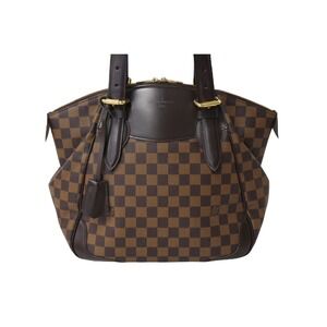 Louis Vuitton Damier Ebene Verona Leather Bag Tote Brown